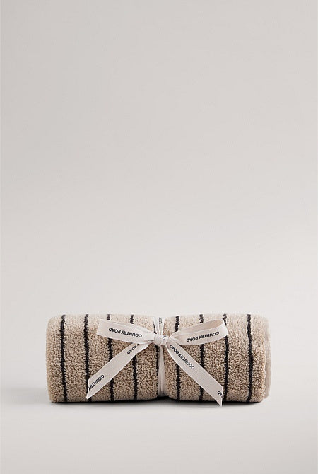 CR Farrah Australian Cotton Hand Towel / Natural Stripe