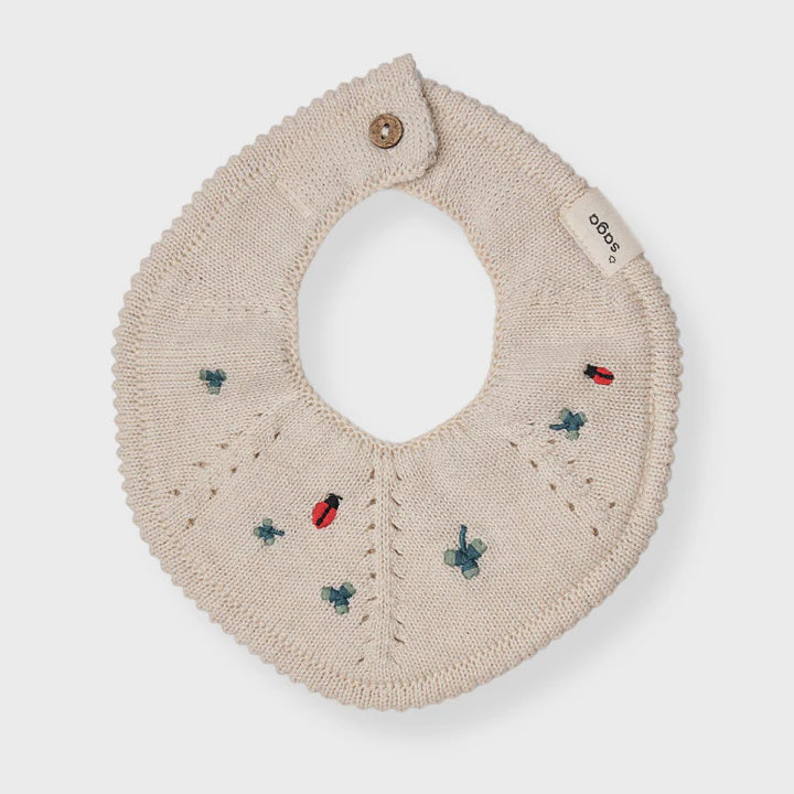 Knitted Bib Flora / Clover on Cream