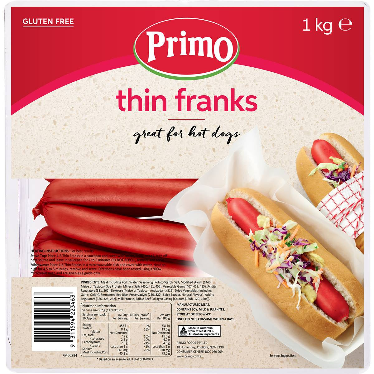 Primo Thin Frankfurts 1kg