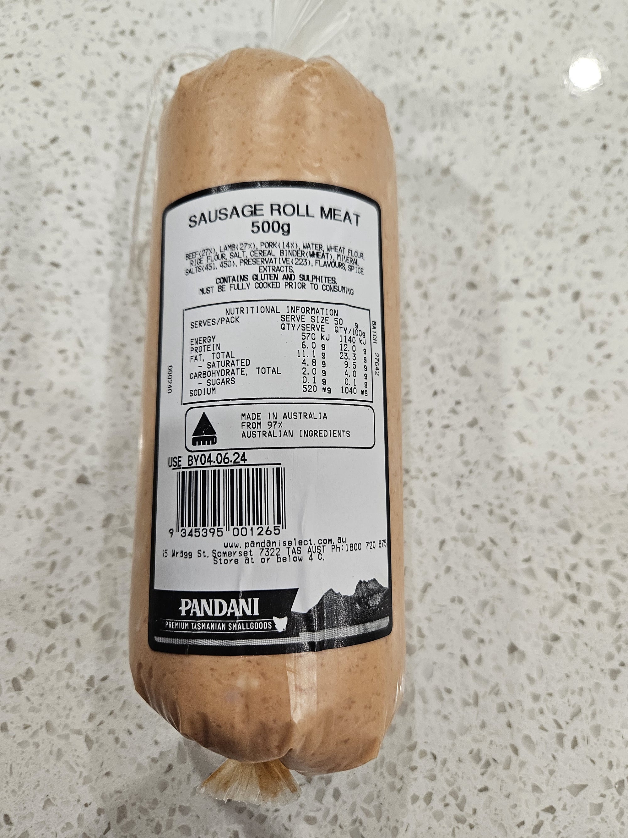 Pandani Sausage Roll Meat 500g