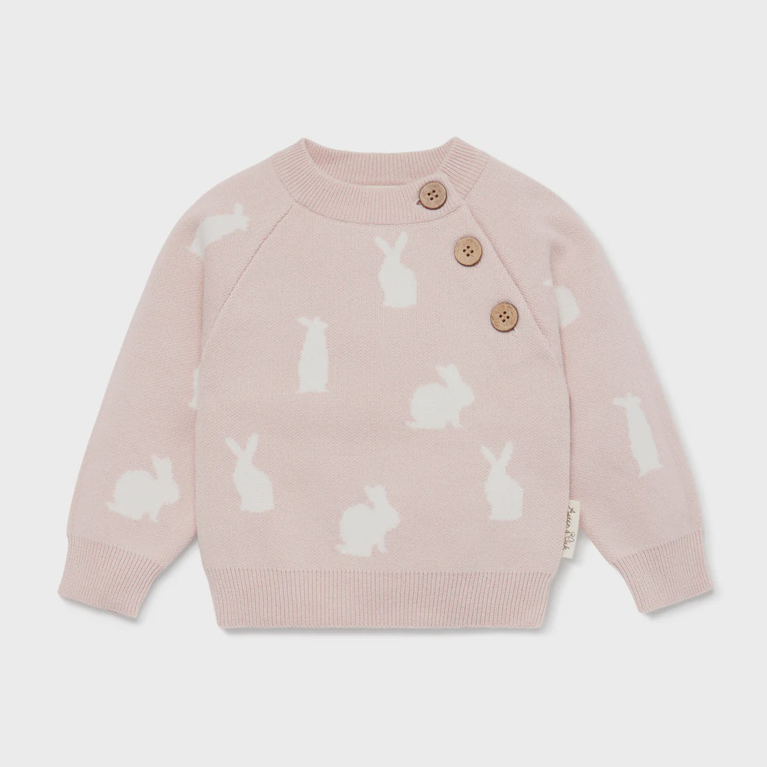 Aster & Oak Mauve Bunny Knit Jumper - 6-12m