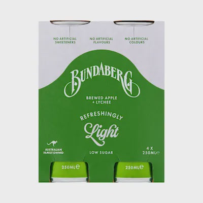 Bundaberg Soft Drink Apple & Lychee 250ml x 4pk