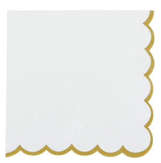 Halcyon White + Gold Paper Napkins 20pk