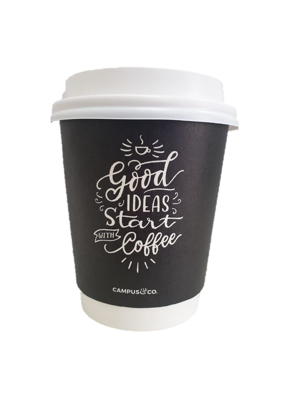 Campus&Co Coffee Cup Double Wall Like It Design on Black 8oz with lids 25/sleeve