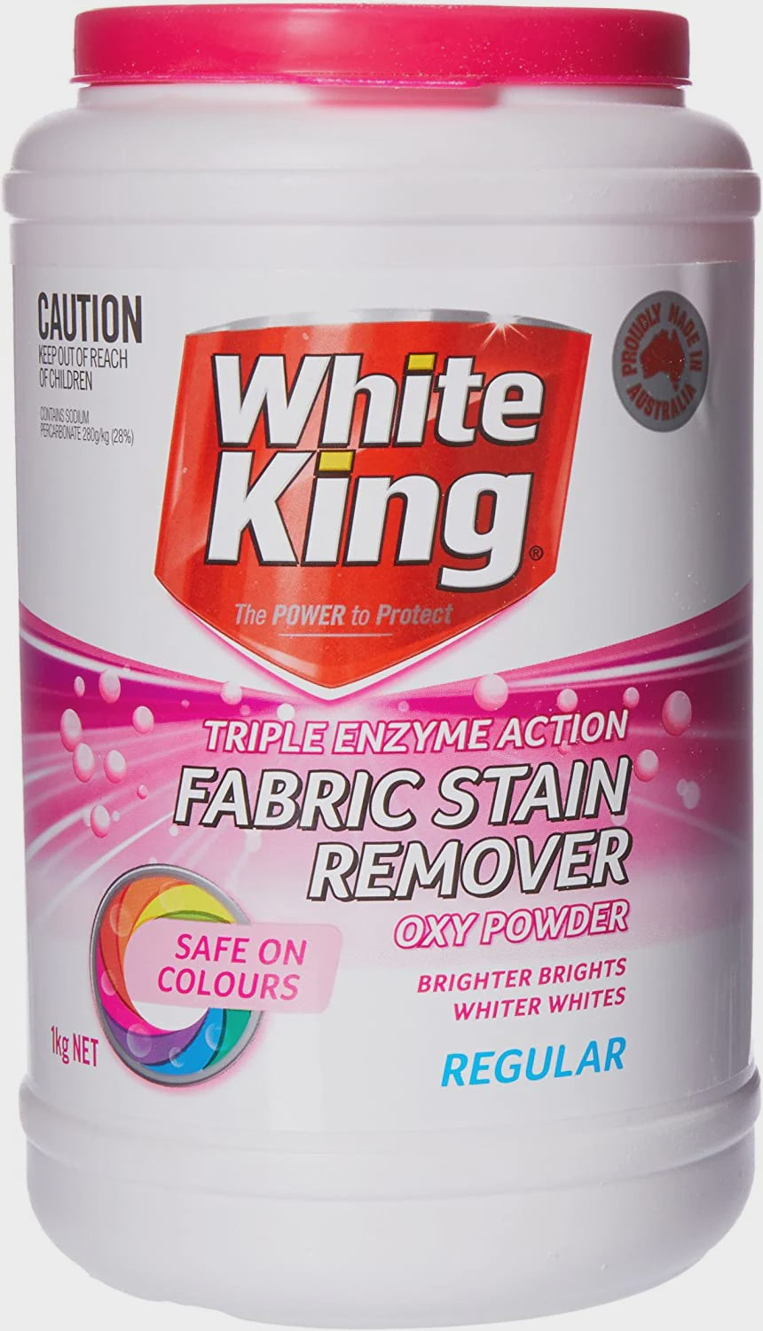 White King 1kg Fabric Stain Remover Oxy Powder Regular Colour Safe