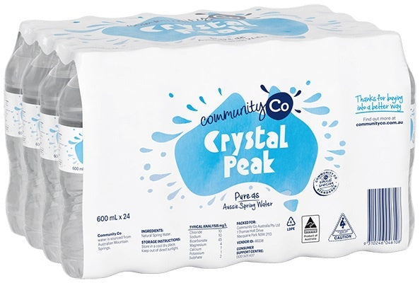 Community Co Natural Spring Water Crystal Peak 600ml x 24pk