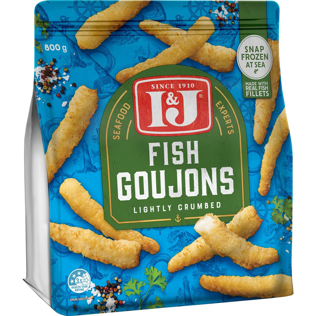 I&J Frozen Fish Goujons Lightly Crumbed 800g