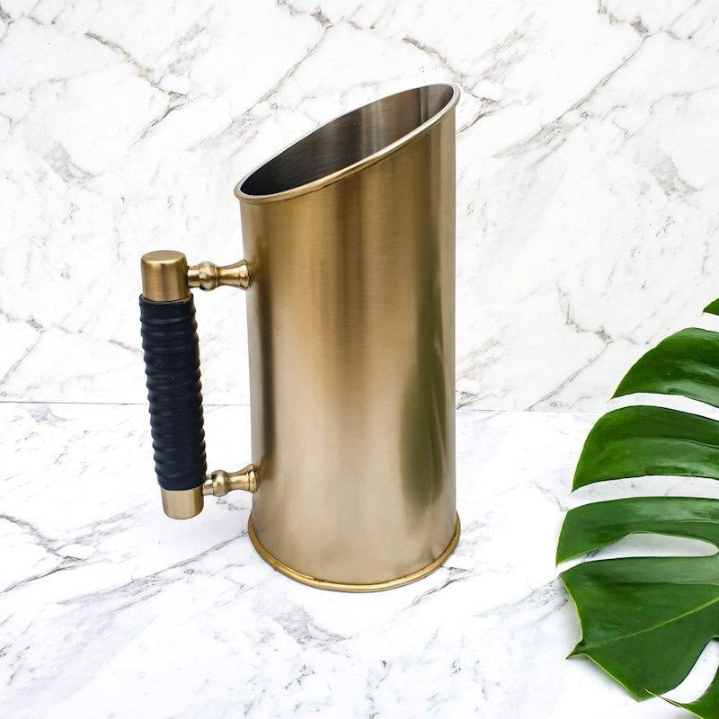 CLINQ Brass Water Jug with Leather Handle