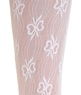 Lace Bow Tights Ivory