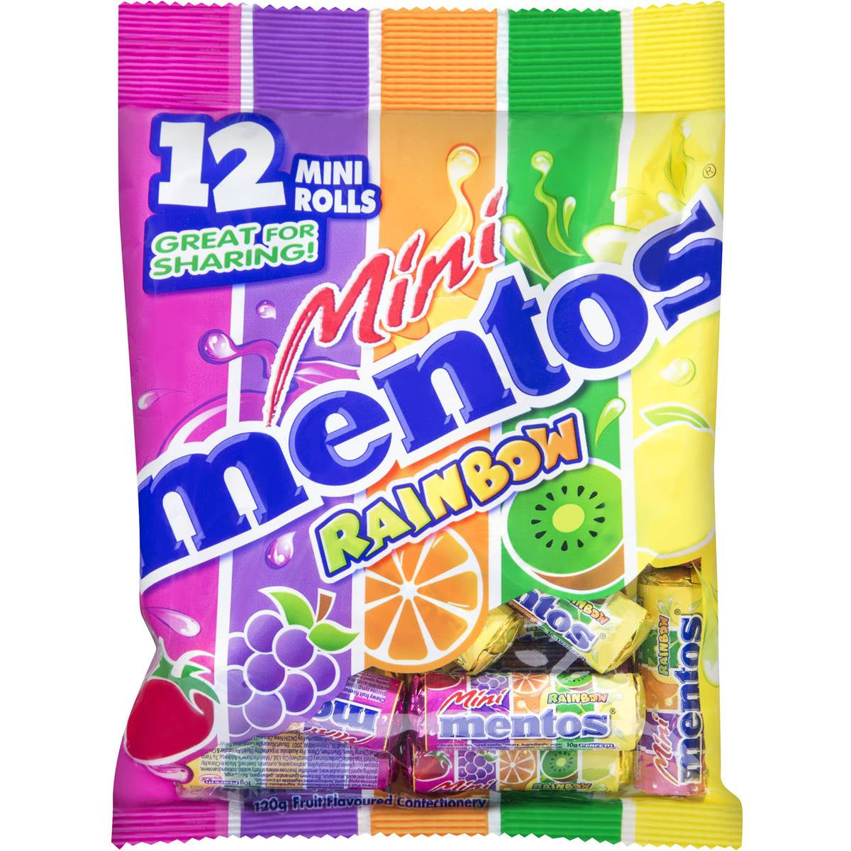 Mentos Fruit Chews Rainbow Mini's 120g Bag