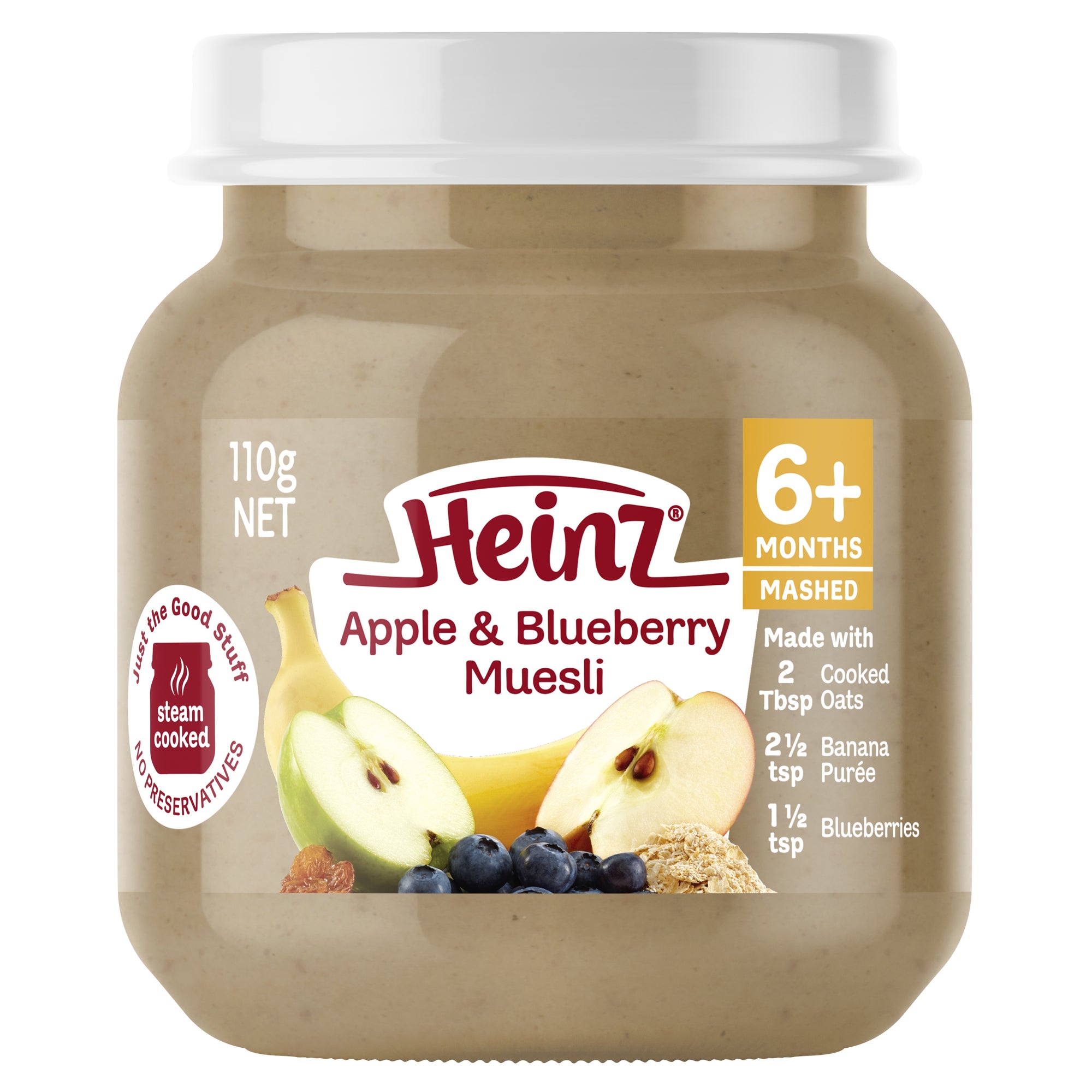 Heinz Mashed Food 6 Months Apple & Blueberry Muesli 110g