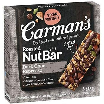 Carman's Dark Choc Espresso Nut Bars 160g