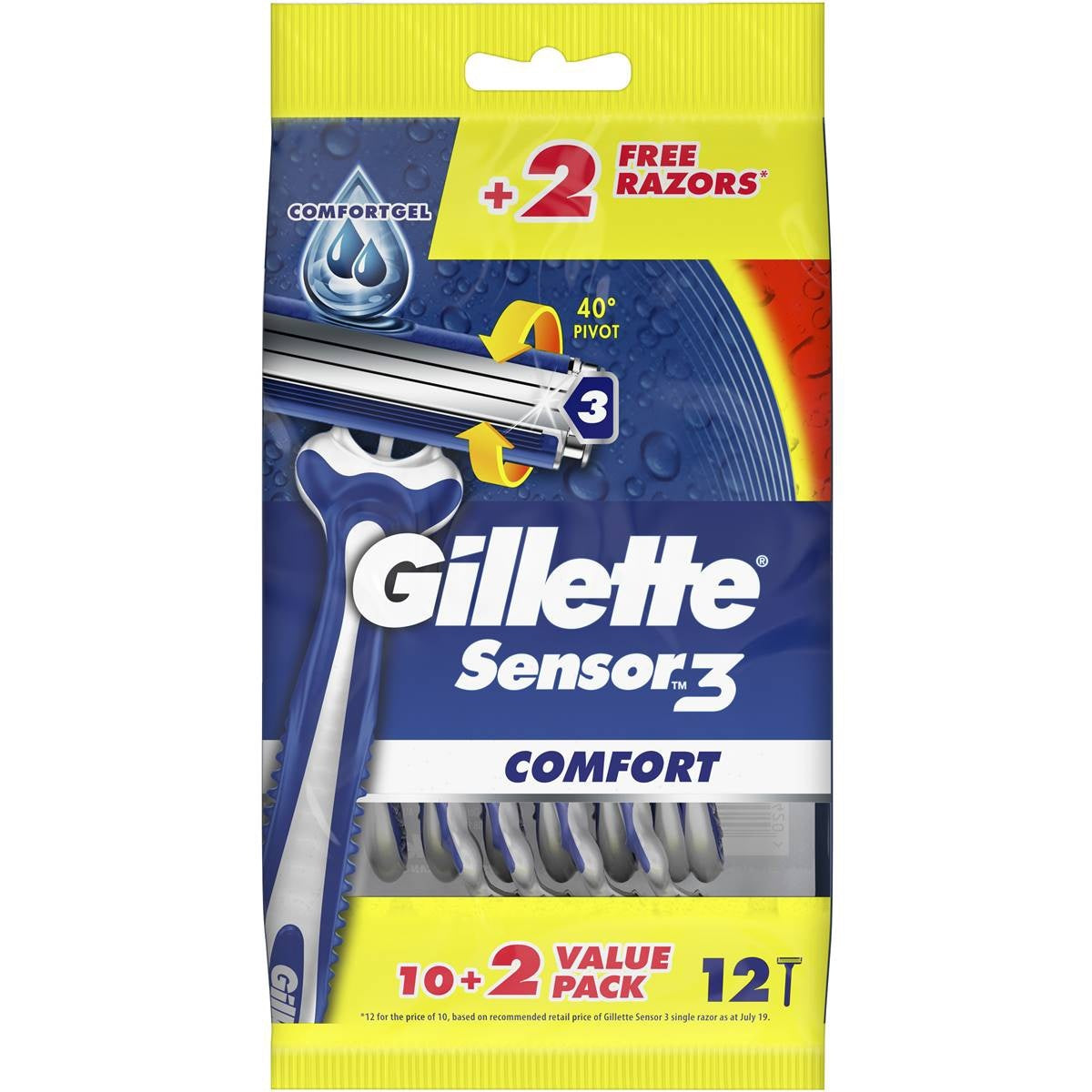 Gillette Sensor 3 Comfort Disposable Razors 12pk