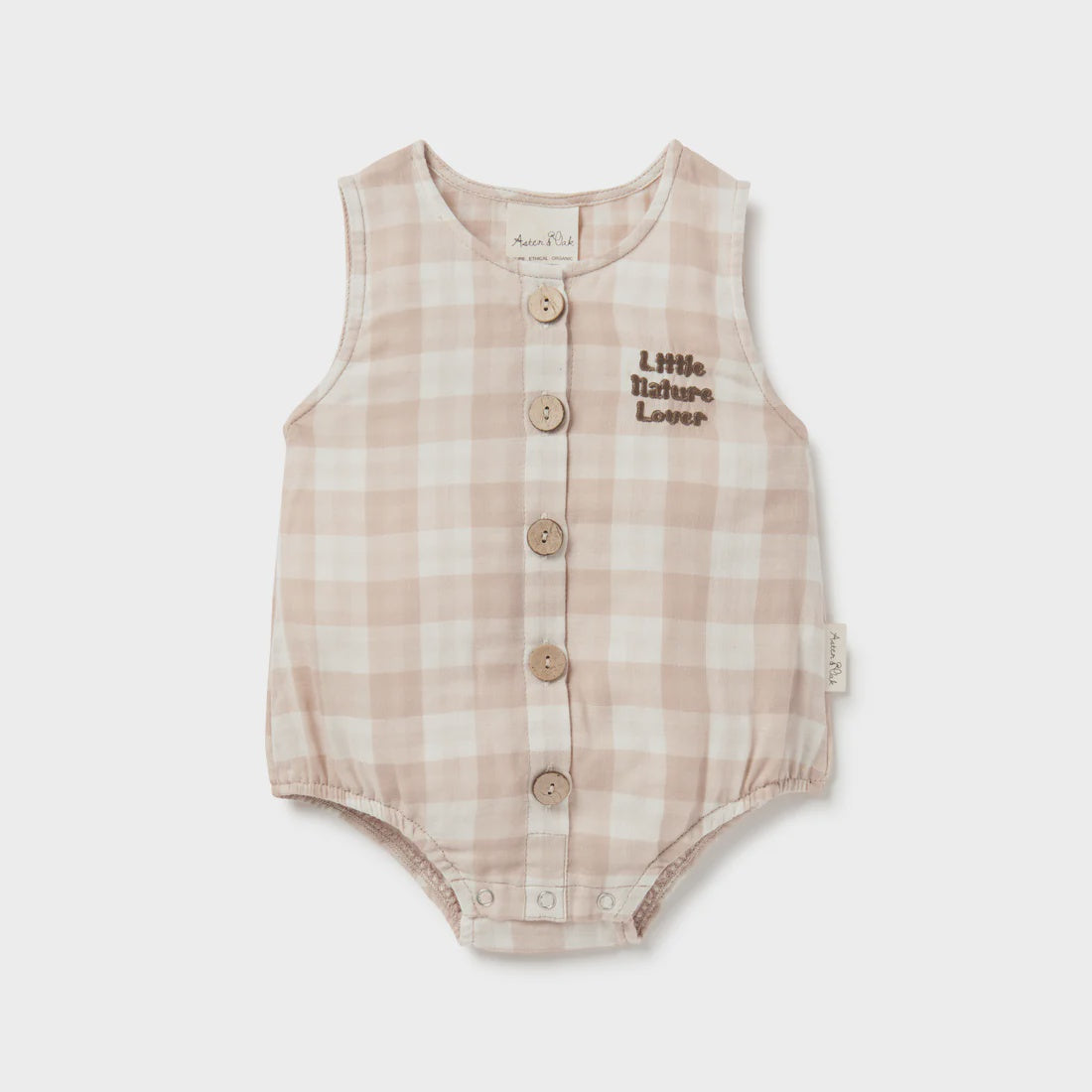 Aster & Oak Taupe Gingham Muslin Wrap