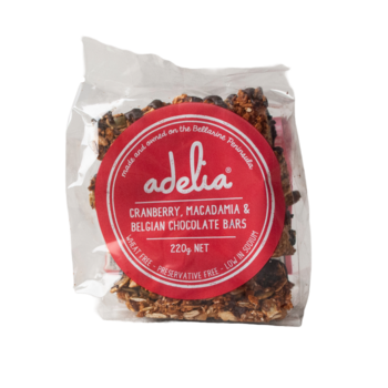 Adelia Cranberry Macadamia & Belgian Chocolate Bars 220g