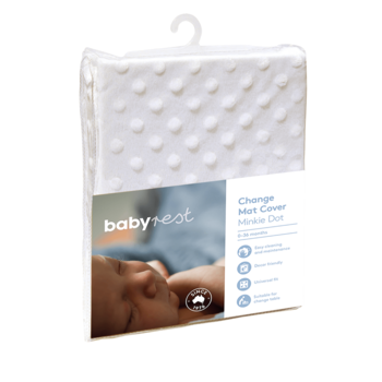 Babyrest Universal Change Mat Cover - White Minkie Dot