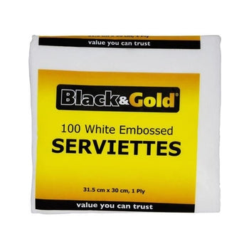 Black & Gold Serviettes 1ply 100pk