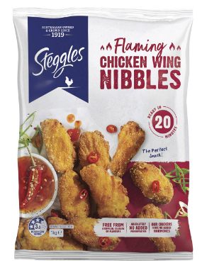 Steggles Spicy Flaming Chicken Wing Nibbles 1kg