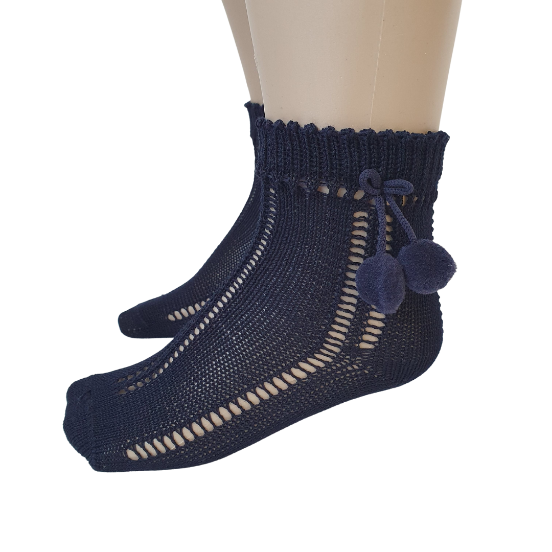 JC 32010 Openwork Pompom Ankle Sock