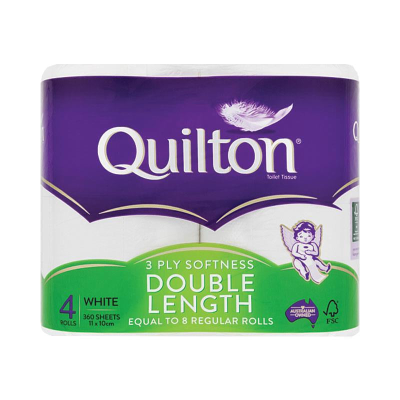 Quilton Double Length Toilet Tissue 3Ply 4pk