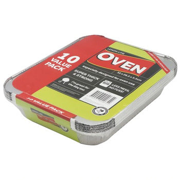 Foil Container with Lid 10pk 26.5x19.5x6.5cm