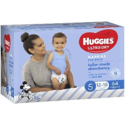Huggies Ultra Dry Nappies Boys Size 5 64pk