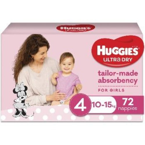 Huggies Ultra Dry Nappies Toddler  Girl Size 4 72Pk
