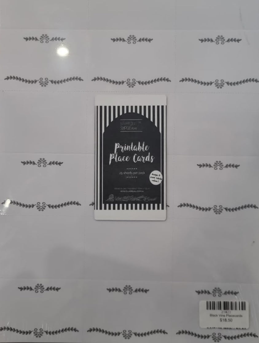 Paper Placecards - Black Vine 225pk