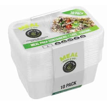 Lemon&Lime Disposable Food Containers Rectangle 1500ml 10 Pack
