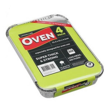 Lemon&Lime Foil Container with lid 26.5x19.5x6.5cm 4 pack