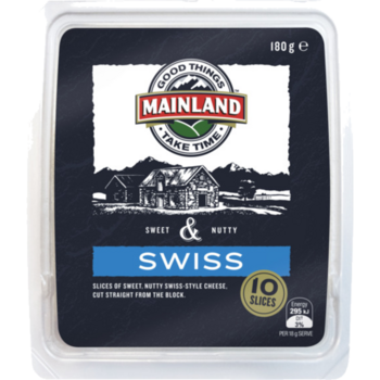 Mainland Swiss Natural Cheese Slices 10's 180g