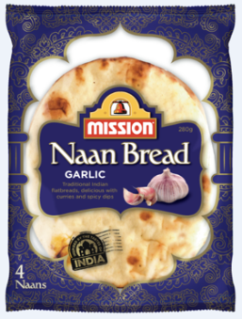 Mission Naan Bread Garlic & Herb 4pk