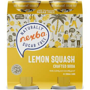 Nexba Crafted Soda Lemon Squash 250ml x 4 pk