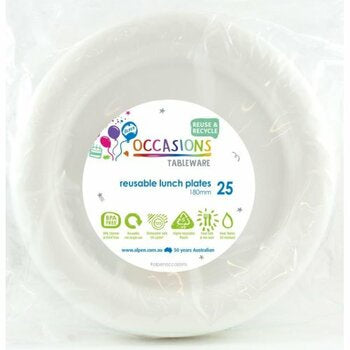 Occasions Tableware White Lunch Plate Reusable180mm P25