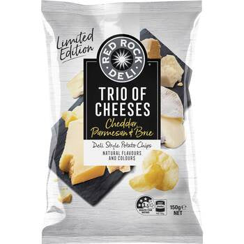 Red Rock Deli Trio Of Cheeses Chips 150 gram