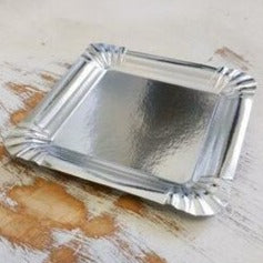 Silver Coated Square Plate 13 x 13 Pk 50