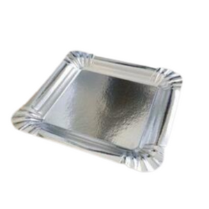 Silver Coated Square Plate 13 x 13 Pk 50