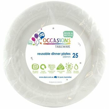 Occasions Tableware White Dinner Plate Reusable 230mm P20