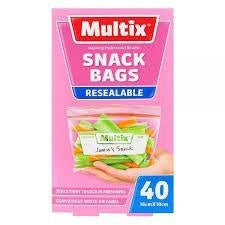 Multix Snack Size Resealable bags 40/pk