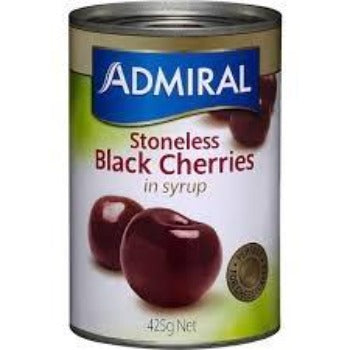 Admiral Stoneless Black Cherries In Syrup 425g