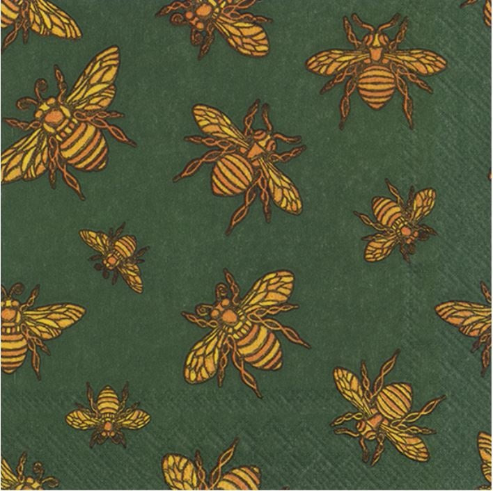 Honey Bee Gold/Green - Cocktail Napkins