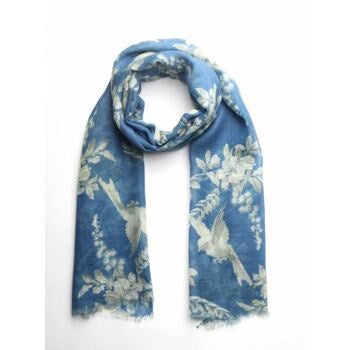 Blue Floral Fine Merino Neck Scarf W19-74FW