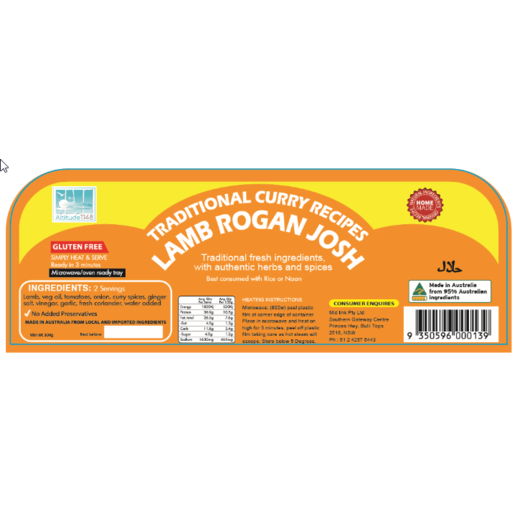 Lamb Rogan Josh Ready Meal 325g