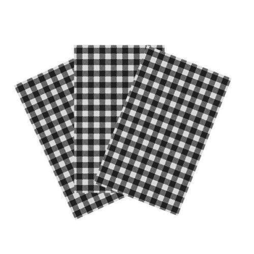 Black Check Greaseproof 200x300 10pk
