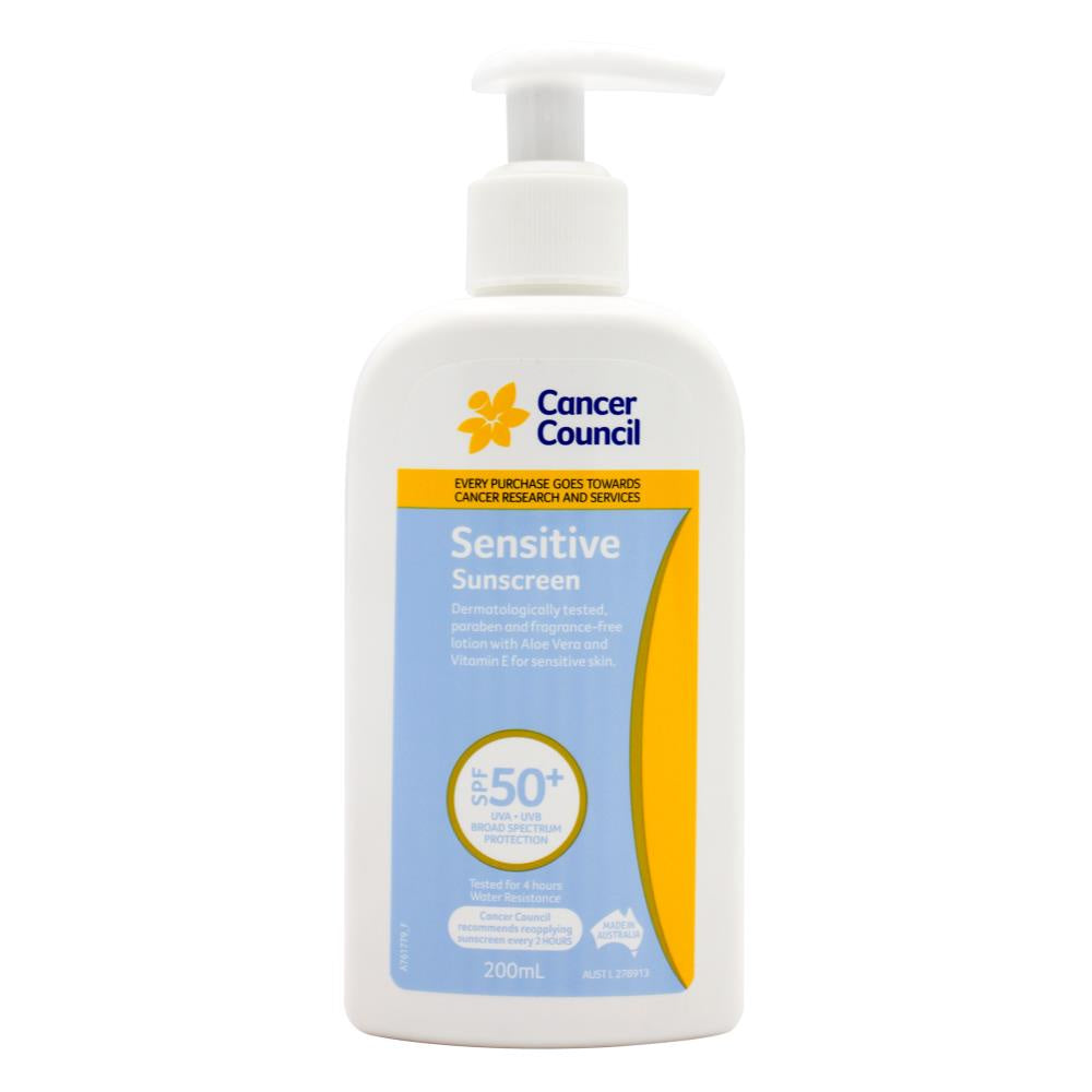 Cancer Council 200ml Sensitive Sunscreen SPF50+