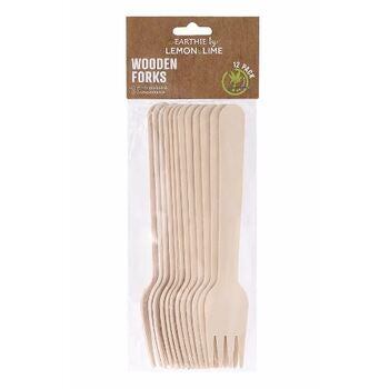 Lemon and Lime Eco Wooden Forks 15.5cm 12Pk
